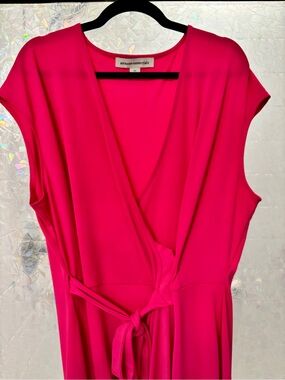 Amazon Essentials Hot Pink Wrap Dress with Waist Tie